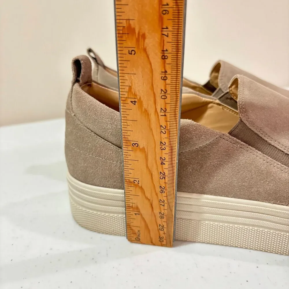 Marc Fisher Platform Slip On Suede Tan Womens Size 9.5 Leather Sneaker Comfort